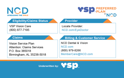 NCD By VSP ID Card Back